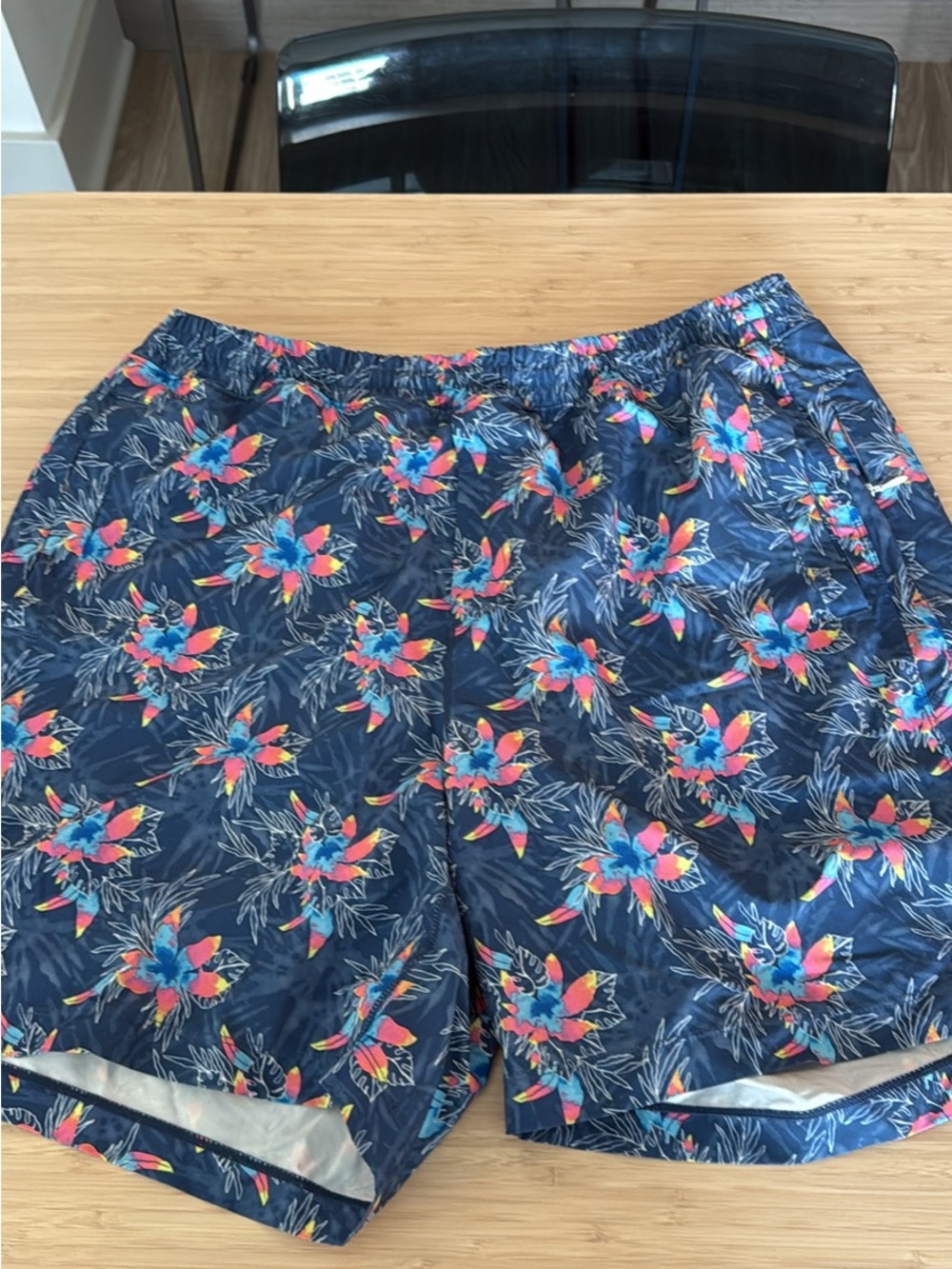 Birddogs Navy Floral Swim Trunks with Bright Multicolor Flowers